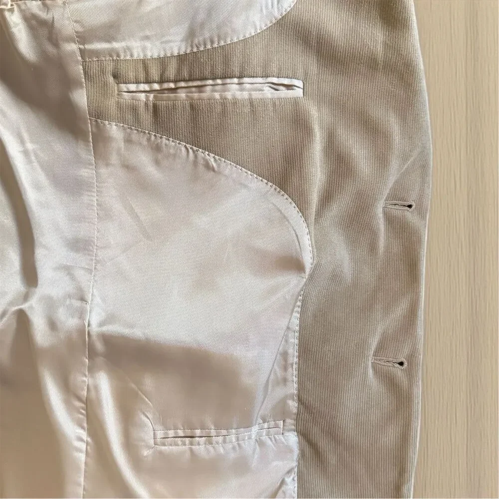 Andrew Fezza Italian Inspired Men's Beige Soft Corduroy Blazer Vintage 90s